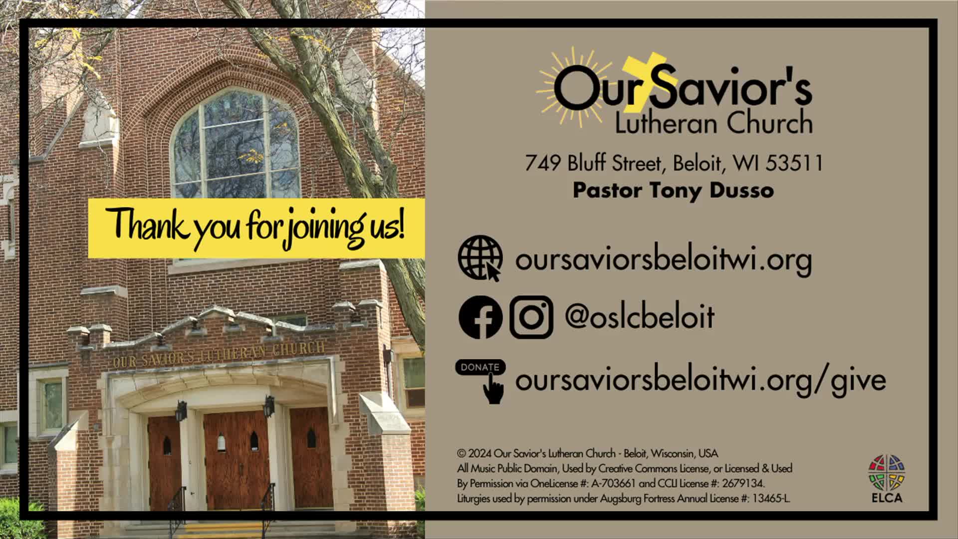 Thumbnail image for Our Savior Lutheran Church Service